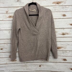Soft Surroundings Tan Wool Blend Shawl Collar Pullover Sweater